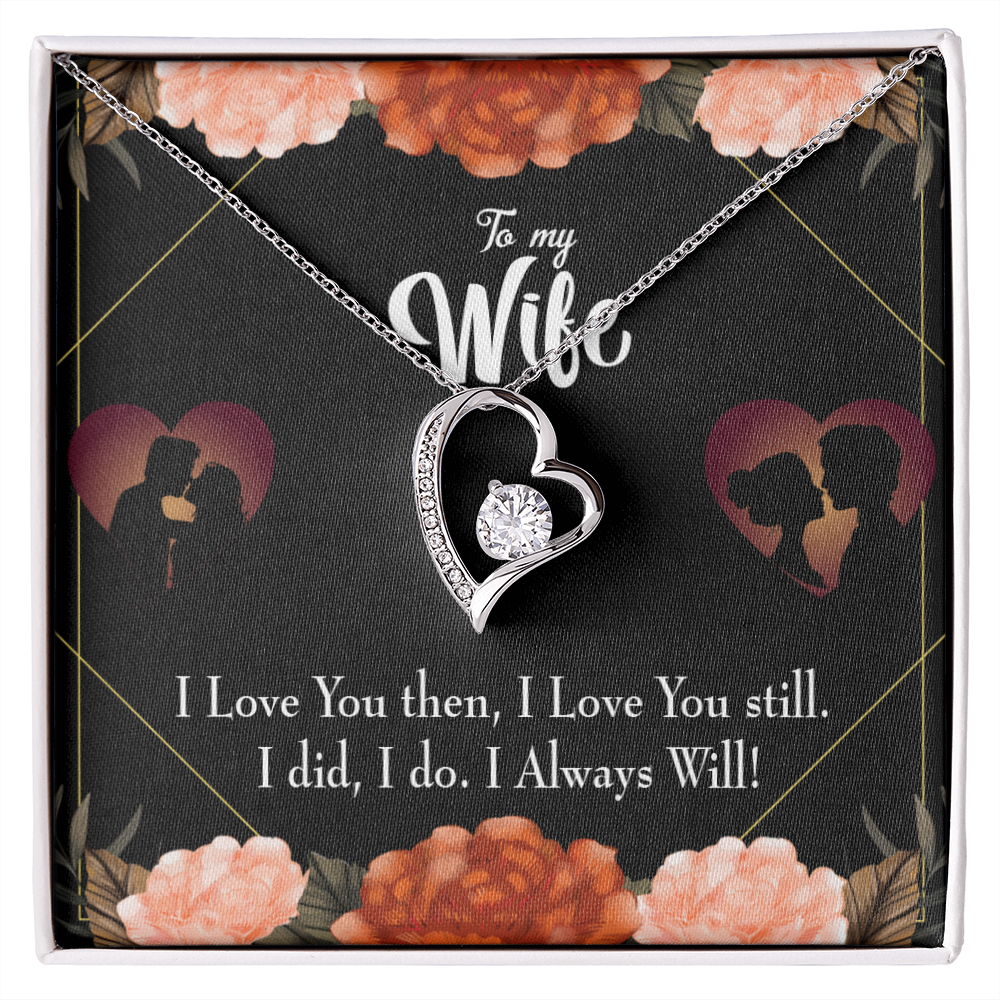 To My Wife I Love You Then and Now Forever Necklace w Message Card-Express Your Love Gifts