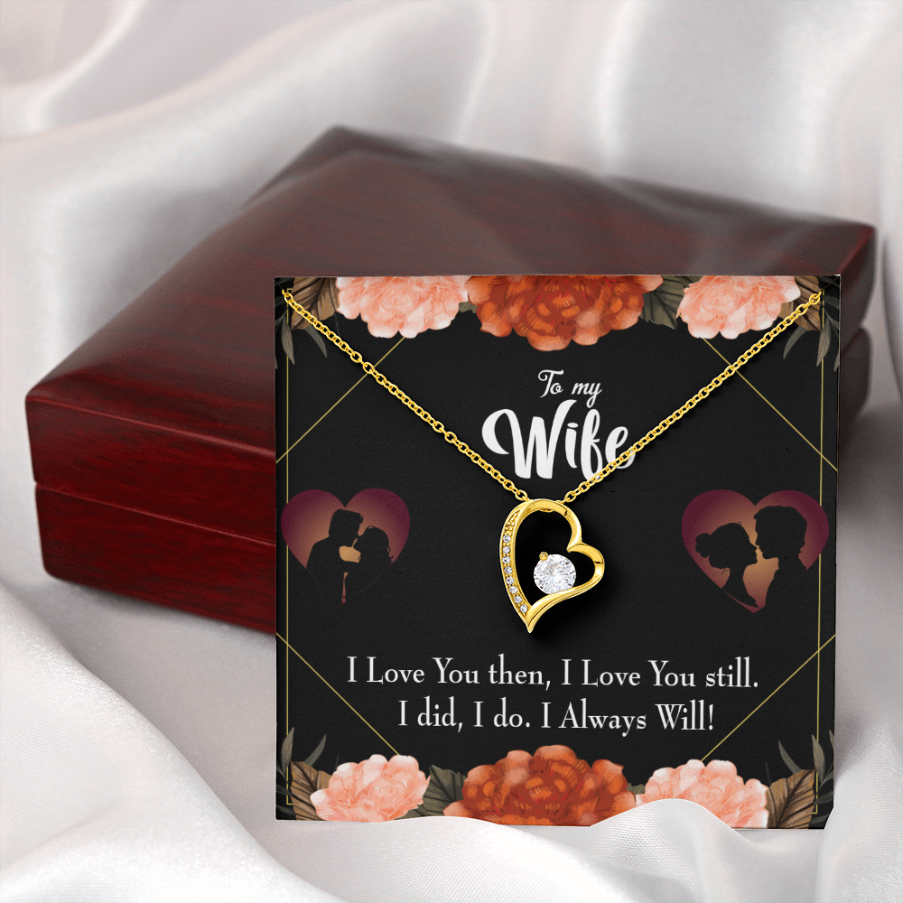 To My Wife I Love You Then and Now Forever Necklace w Message Card-Express Your Love Gifts