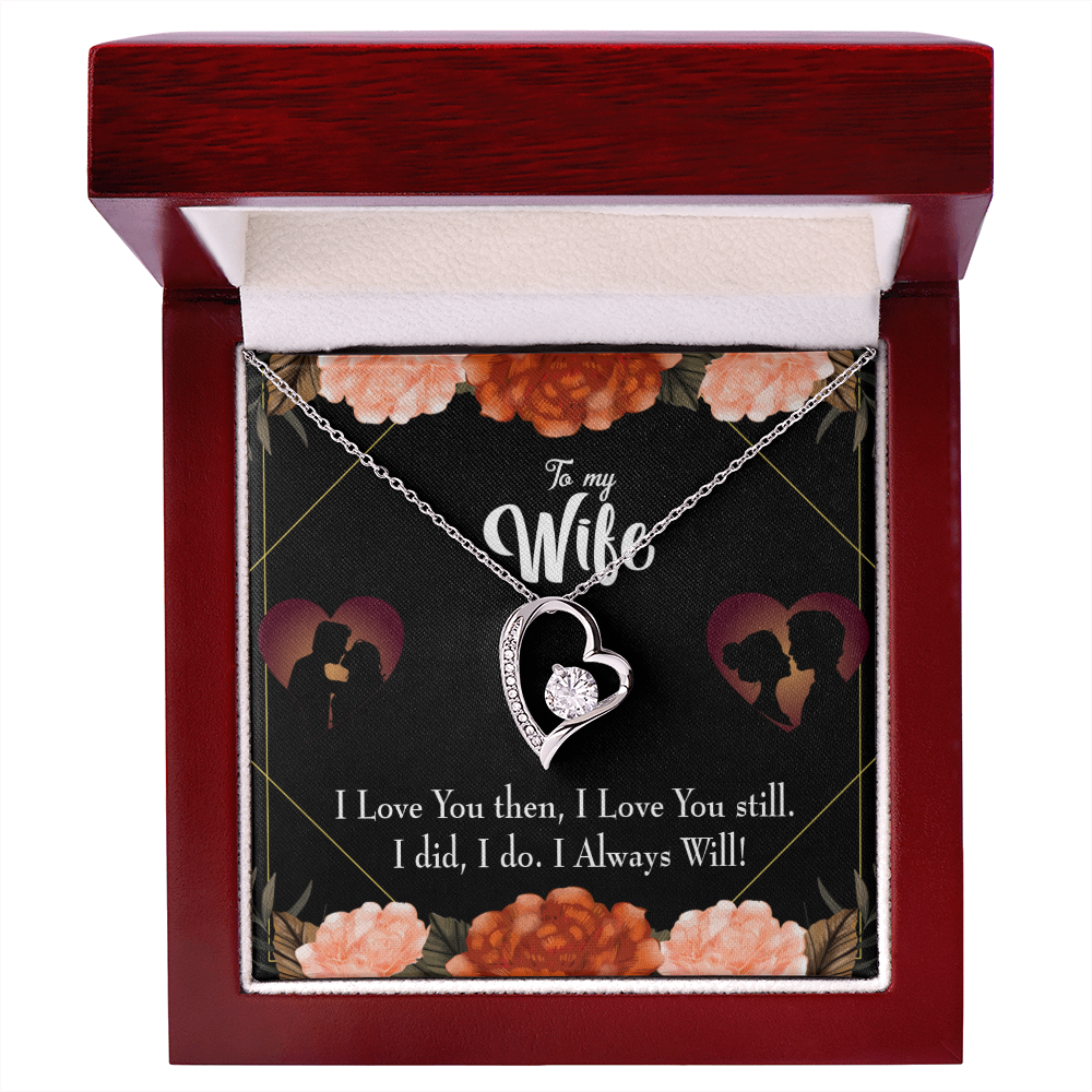 To My Wife I Love You Then and Now Forever Necklace w Message Card-Express Your Love Gifts