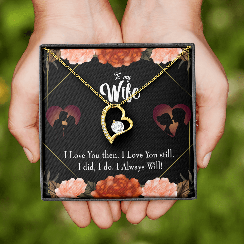 To My Wife I Love You Then and Now Forever Necklace w Message Card-Express Your Love Gifts