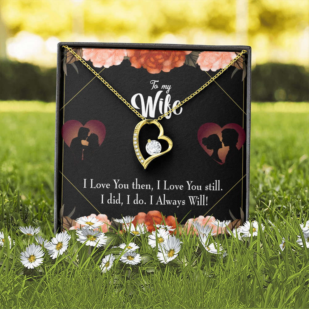 To My Wife I Love You Then and Now Forever Necklace w Message Card-Express Your Love Gifts