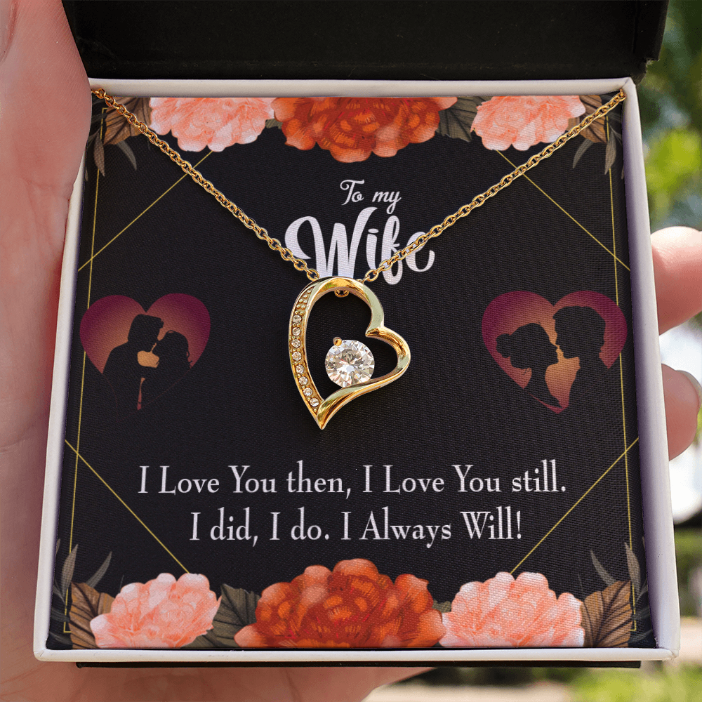 To My Wife I Love You Then and Now Forever Necklace w Message Card-Express Your Love Gifts