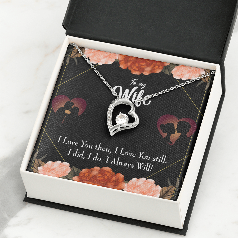 To My Wife I Love You Then and Now Forever Necklace w Message Card-Express Your Love Gifts