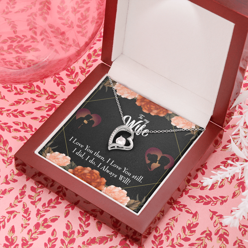 To My Wife I Love You Then and Now Forever Necklace w Message Card-Express Your Love Gifts