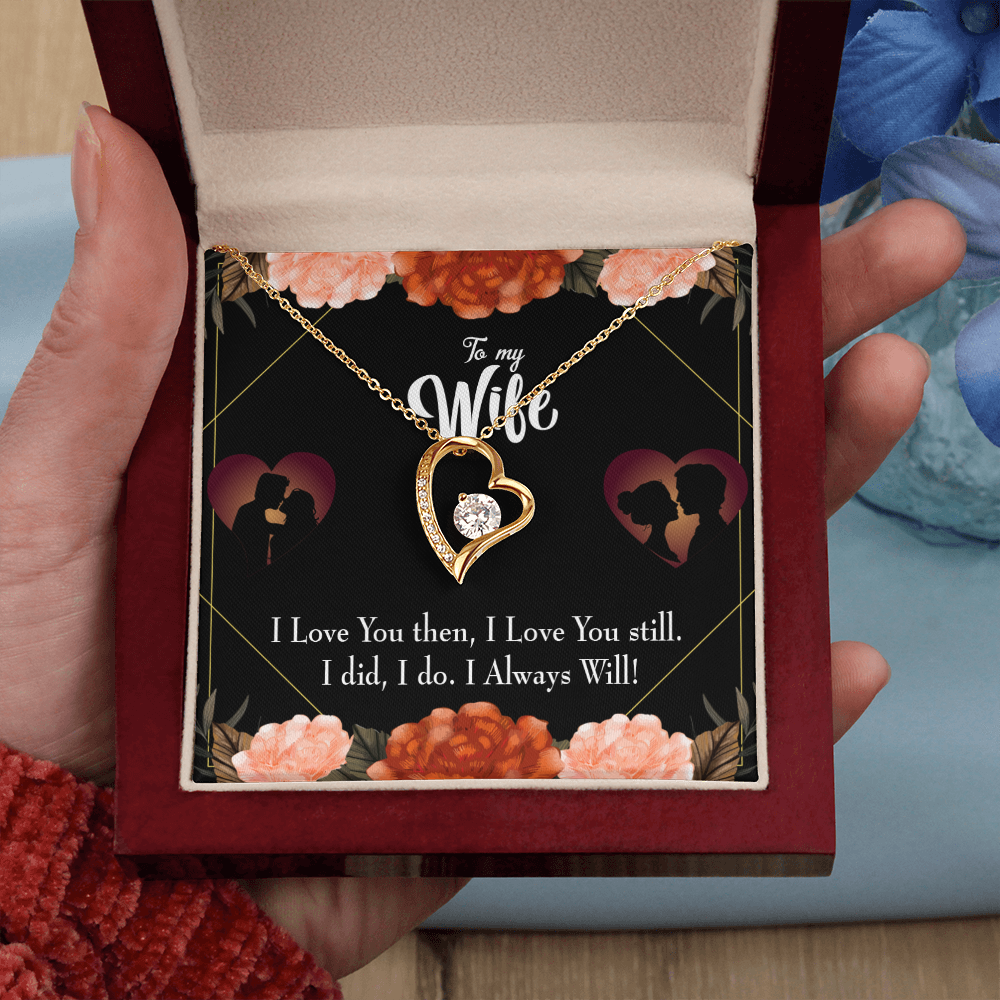 To My Wife I Love You Then and Now Forever Necklace w Message Card-Express Your Love Gifts