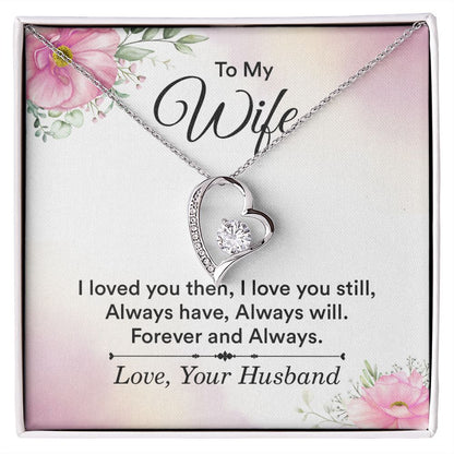 To My Wife I Love You Then Forever Necklace w Message Card-Express Your Love Gifts