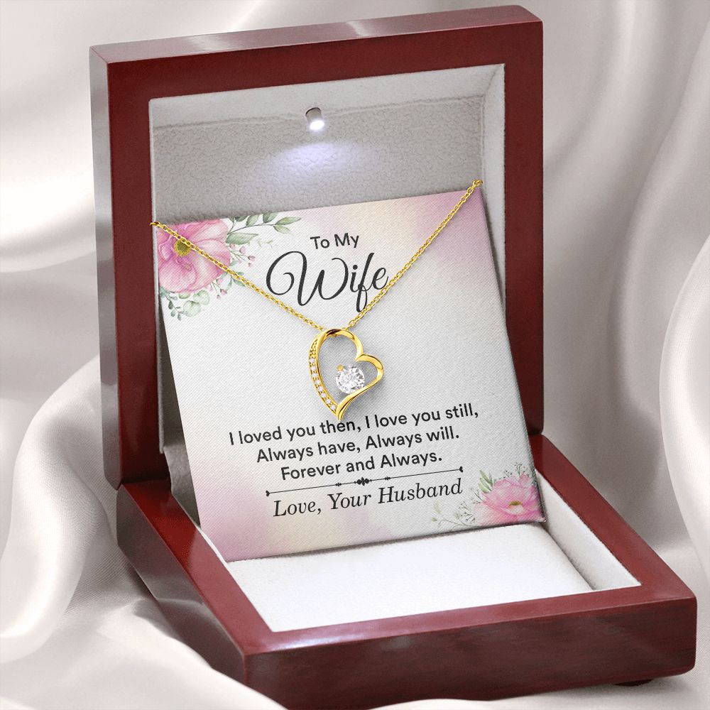 To My Wife I Love You Then Forever Necklace w Message Card-Express Your Love Gifts