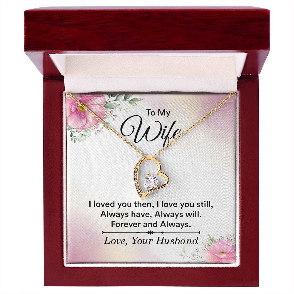 To My Wife I Love You Then Forever Necklace w Message Card-Express Your Love Gifts