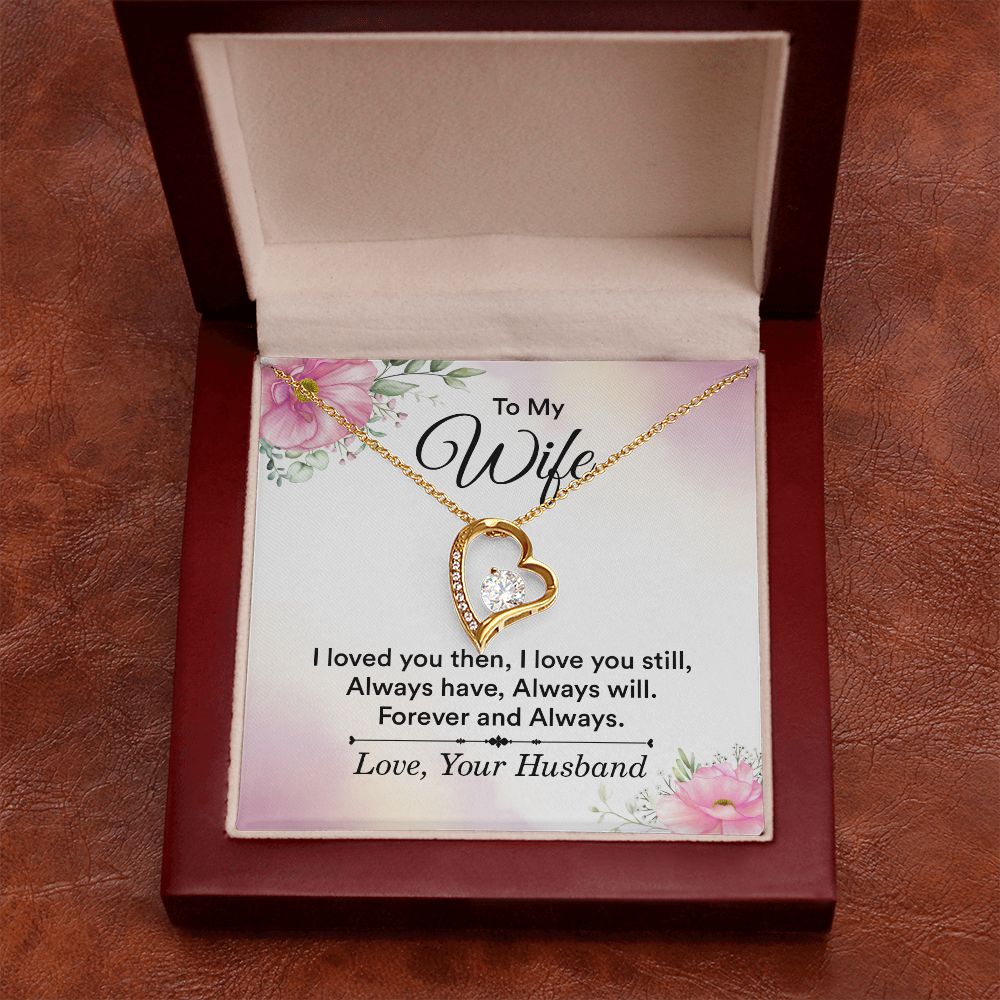 To My Wife I Love You Then Forever Necklace w Message Card-Express Your Love Gifts