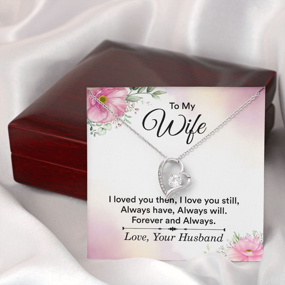 To My Wife I Love You Then Forever Necklace w Message Card-Express Your Love Gifts