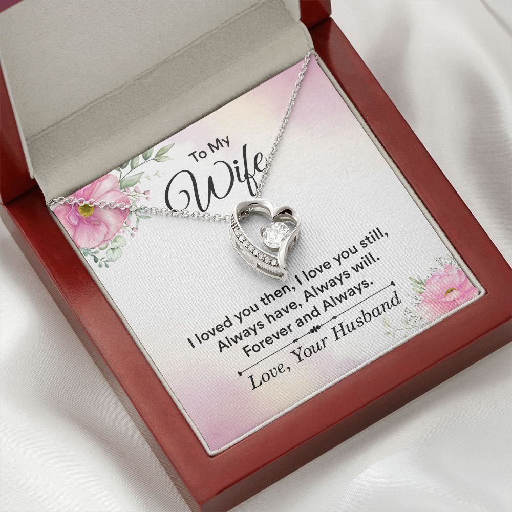 To My Wife I Love You Then Forever Necklace w Message Card-Express Your Love Gifts