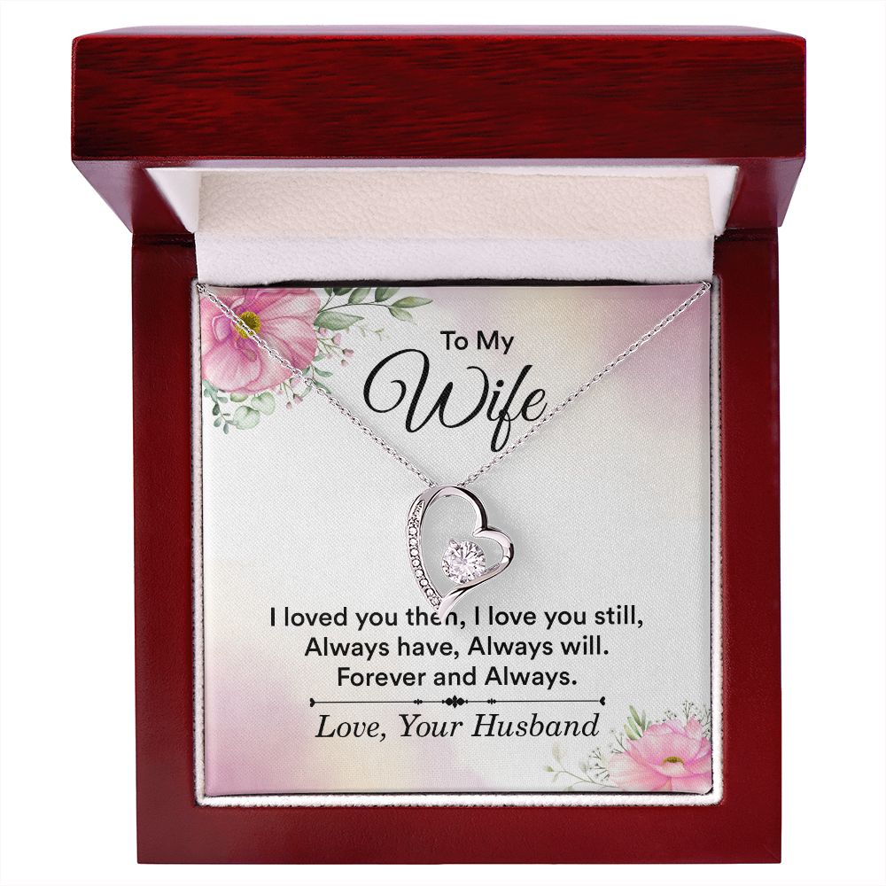 To My Wife I Love You Then Forever Necklace w Message Card-Express Your Love Gifts