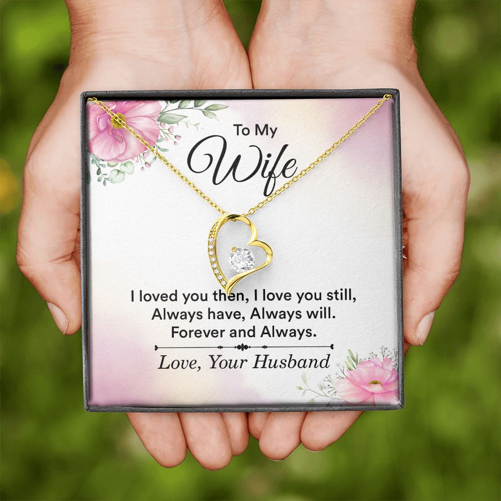 To My Wife I Love You Then Forever Necklace w Message Card-Express Your Love Gifts