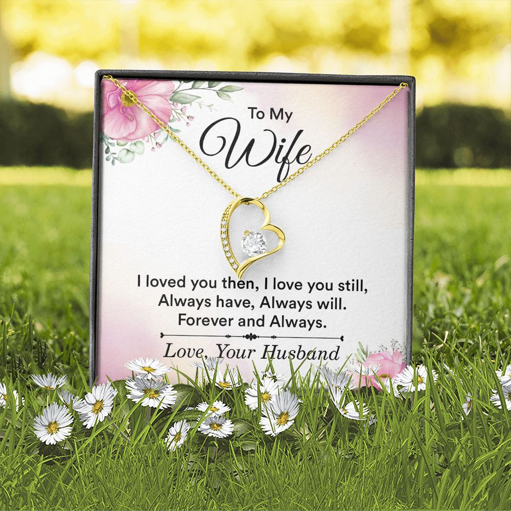 To My Wife I Love You Then Forever Necklace w Message Card-Express Your Love Gifts