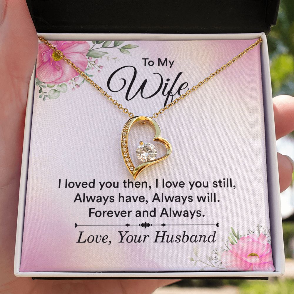 To My Wife I Love You Then Forever Necklace w Message Card-Express Your Love Gifts