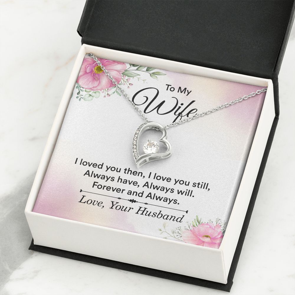 To My Wife I Love You Then Forever Necklace w Message Card-Express Your Love Gifts