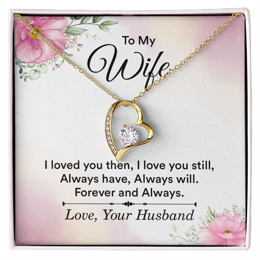 To My Wife I Love You Then Forever Necklace w Message Card-Express Your Love Gifts