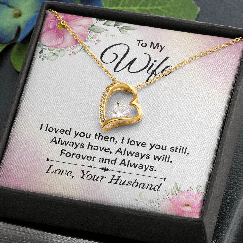 To My Wife I Love You Then Forever Necklace w Message Card-Express Your Love Gifts