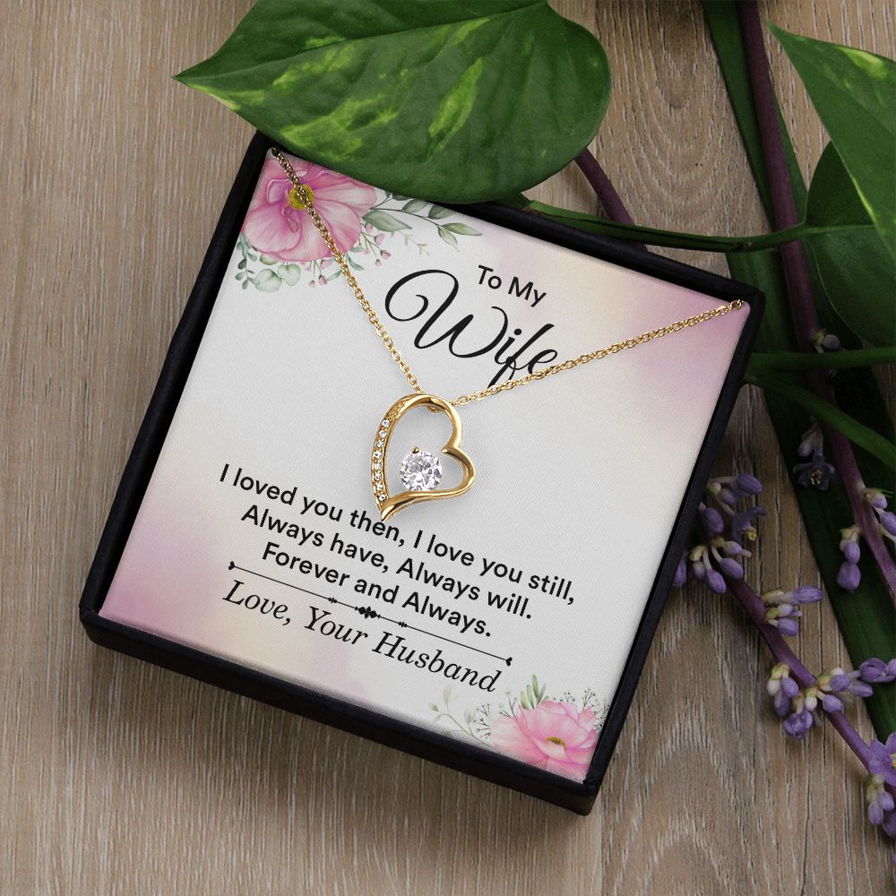 To My Wife I Love You Then Forever Necklace w Message Card-Express Your Love Gifts