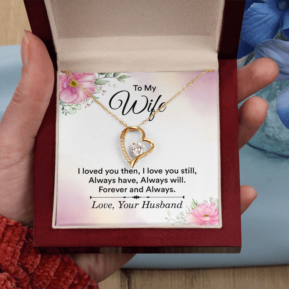 To My Wife I Love You Then Forever Necklace w Message Card-Express Your Love Gifts