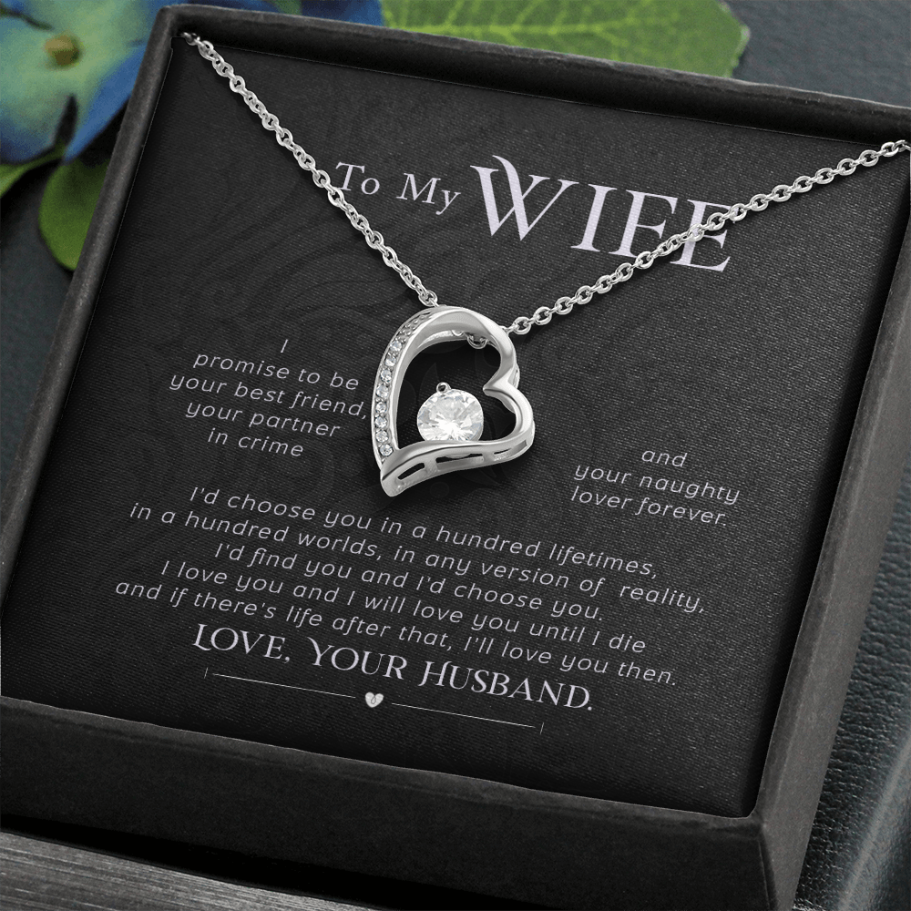 To My Wife I Promise Forever Necklace w Message Card-Express Your Love Gifts