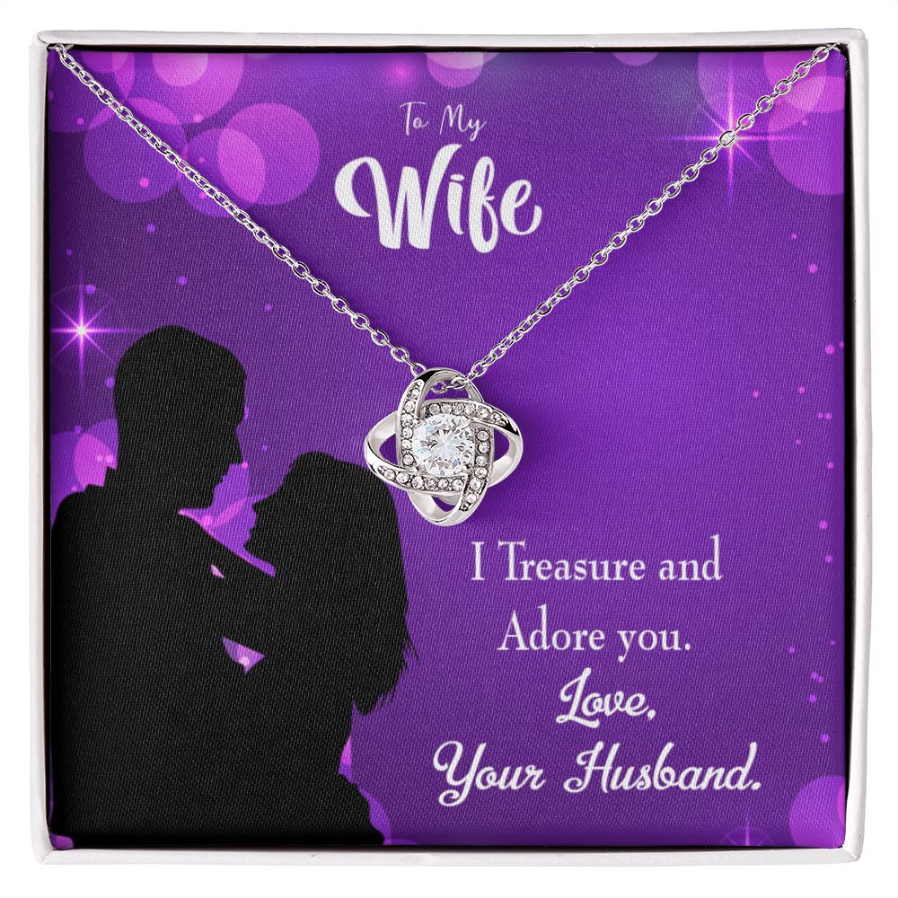 To My Wife I Treasure and Adore You Infinity Knot Necklace Message Card-Express Your Love Gifts