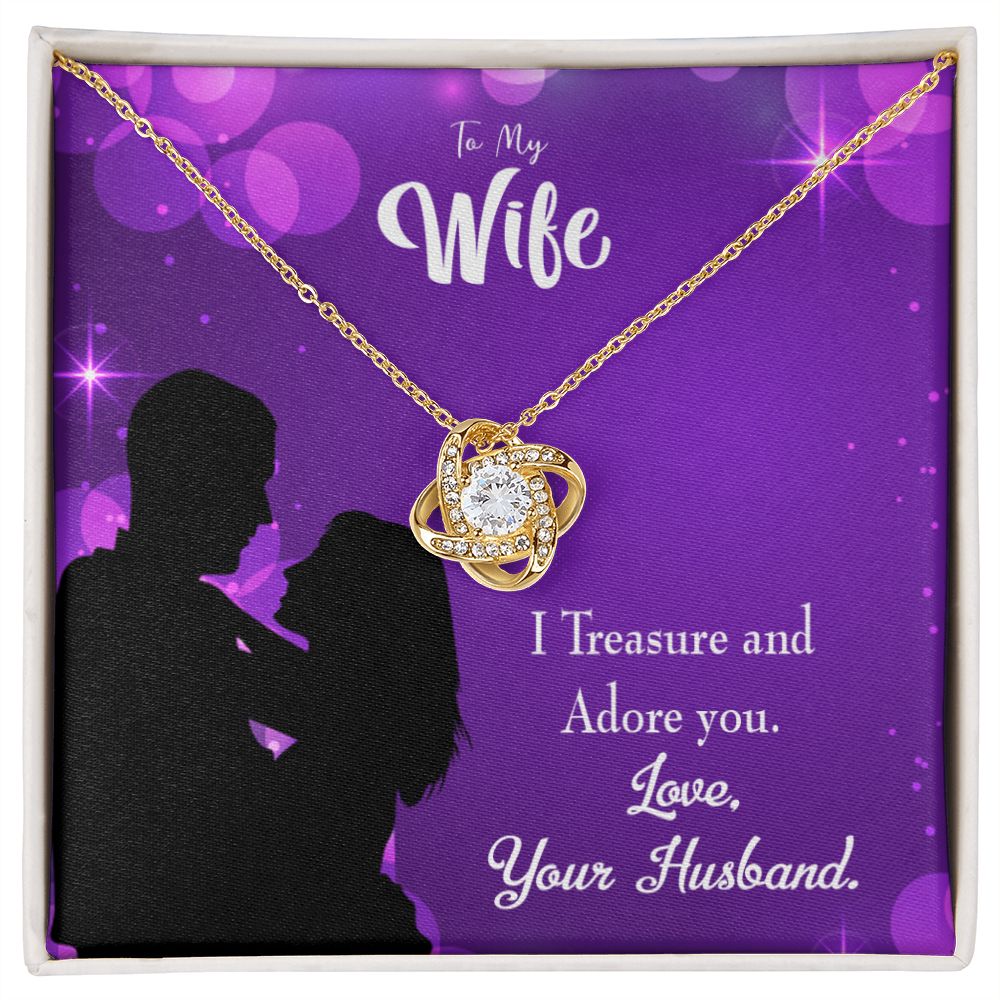 To My Wife I Treasure and Adore You Infinity Knot Necklace Message Card-Express Your Love Gifts