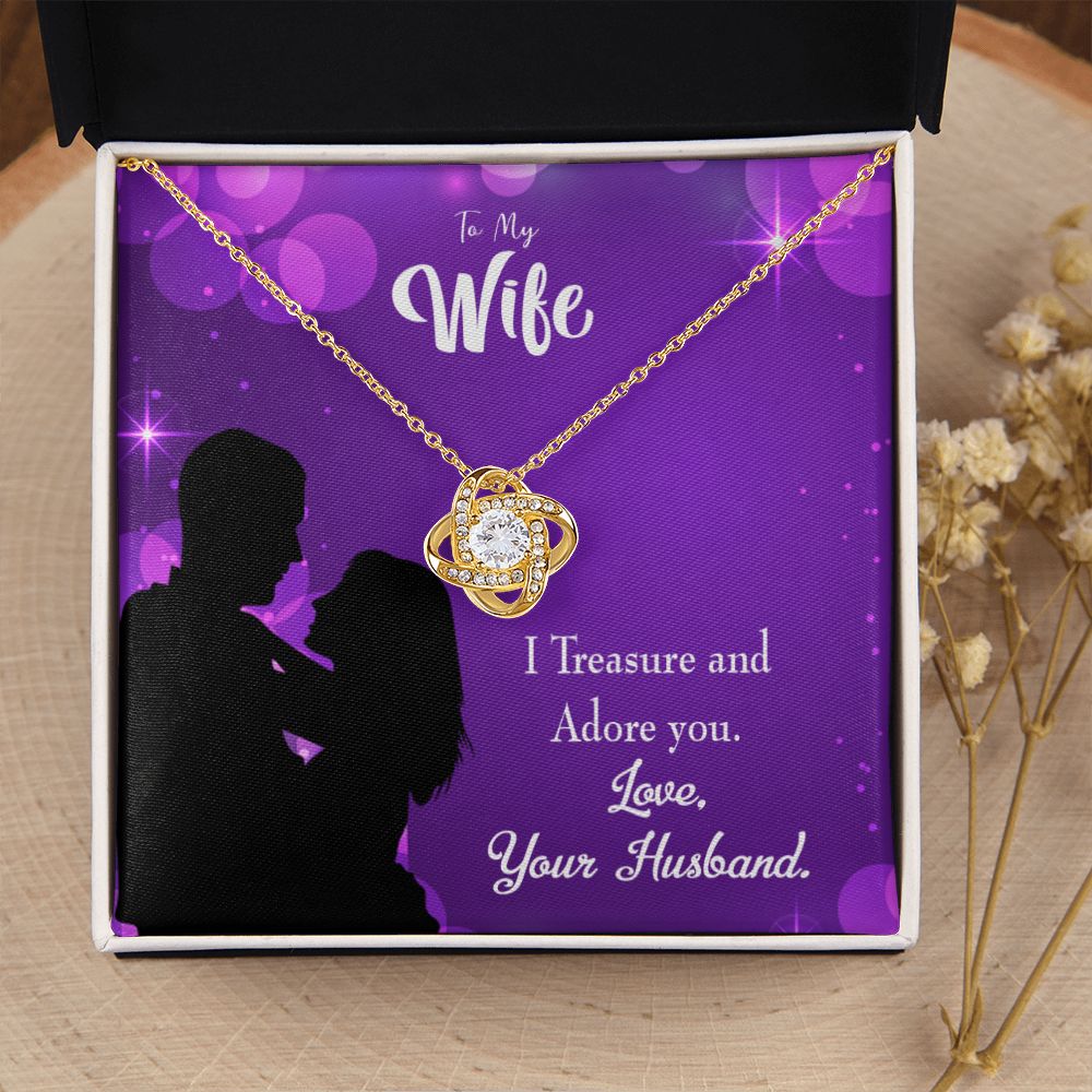 To My Wife I Treasure and Adore You Infinity Knot Necklace Message Card-Express Your Love Gifts