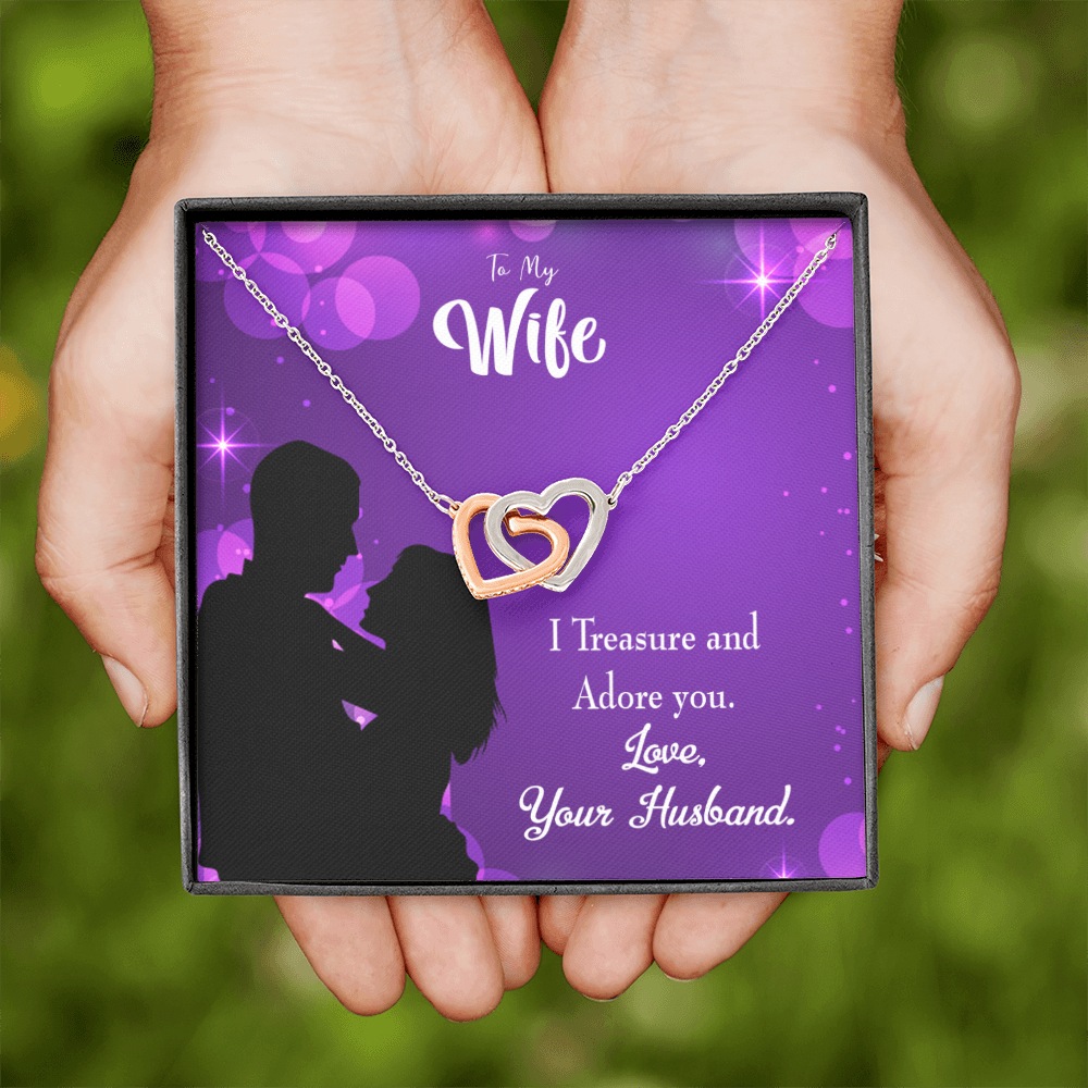 To My Wife I Treasure and Adore You Inseparable Necklace-Express Your Love Gifts