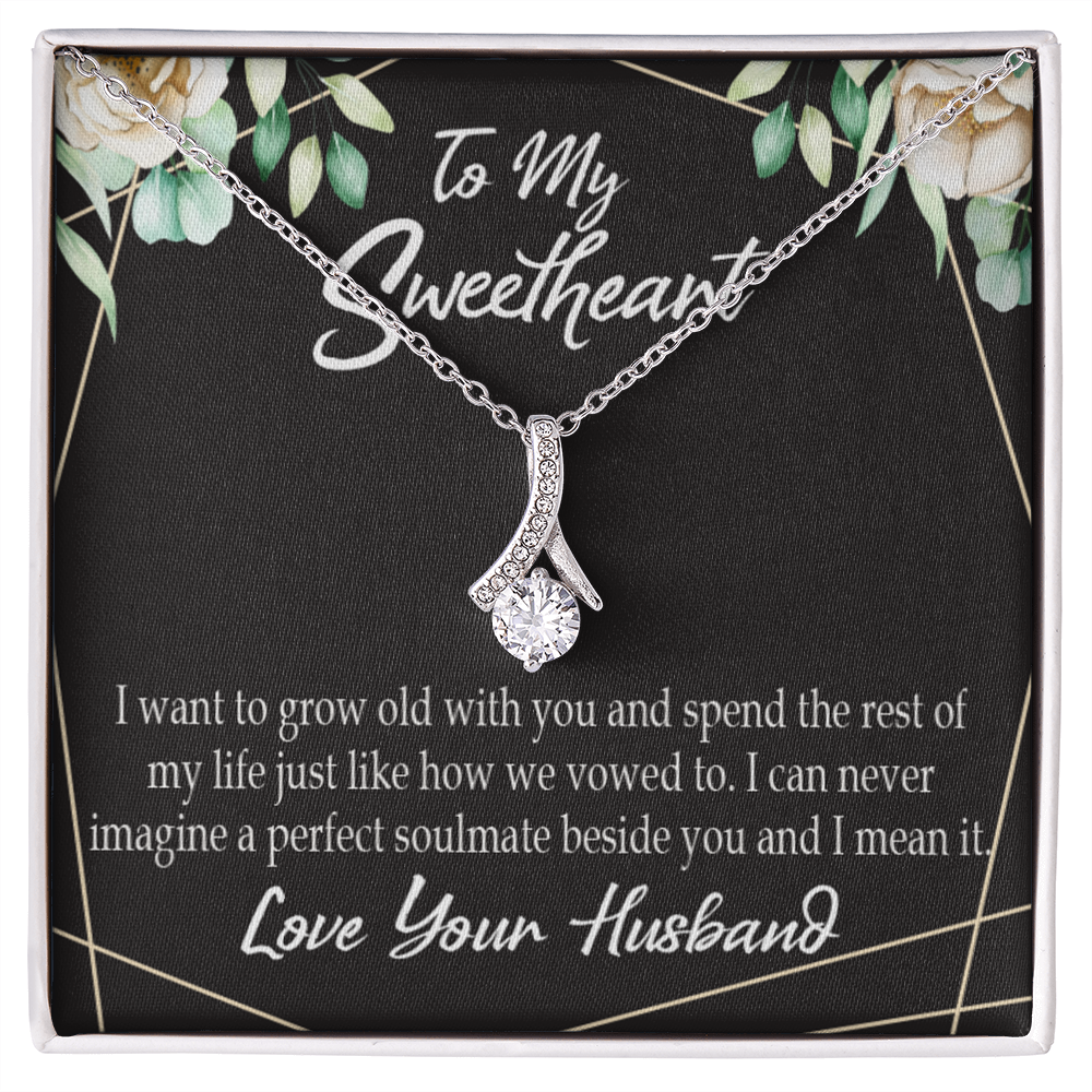 To My Wife I Want to Grow Old With You Alluring Ribbon Necklace Message Card-Express Your Love Gifts