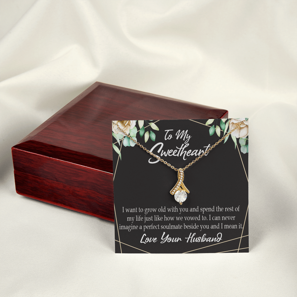 To My Wife I Want to Grow Old With You Alluring Ribbon Necklace Message Card-Express Your Love Gifts