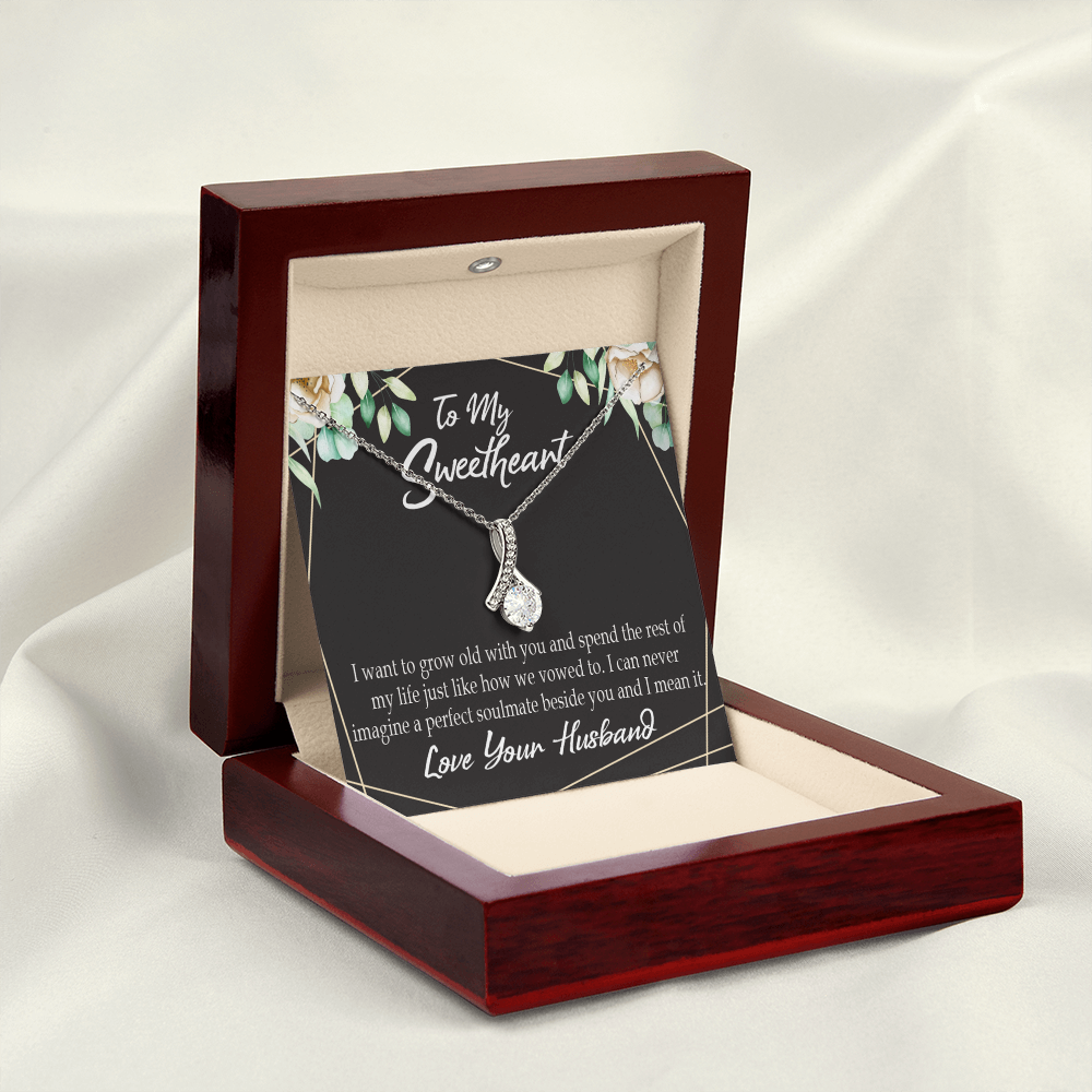 To My Wife I Want to Grow Old With You Alluring Ribbon Necklace Message Card-Express Your Love Gifts