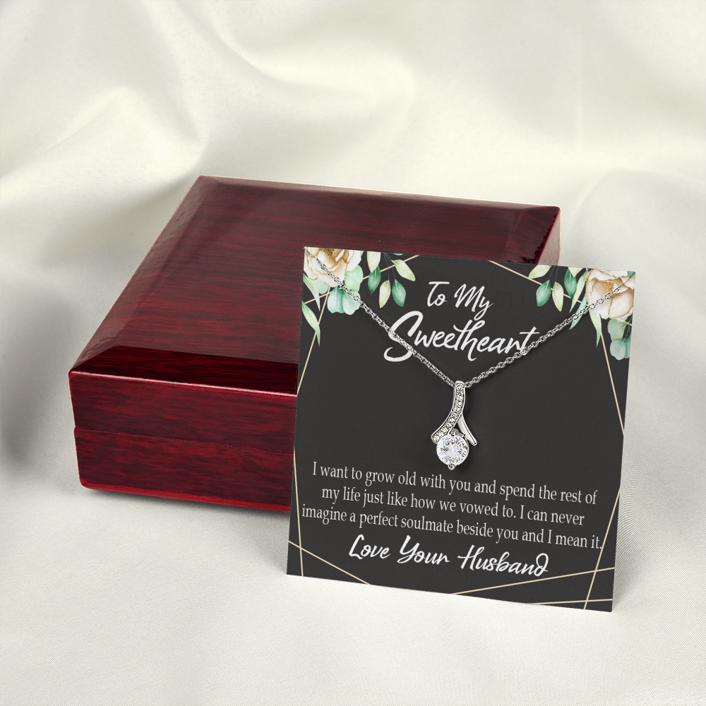 To My Wife I Want to Grow Old With You Alluring Ribbon Necklace Message Card-Express Your Love Gifts