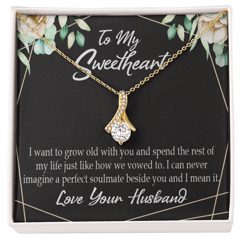 To My Wife I Want to Grow Old With You Alluring Ribbon Necklace Message Card-Express Your Love Gifts