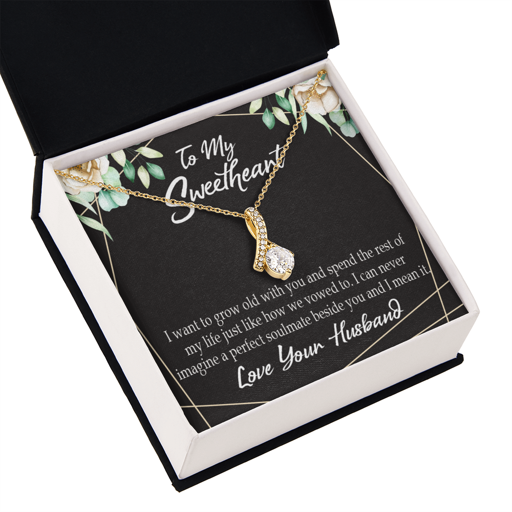 To My Wife I Want to Grow Old With You Alluring Ribbon Necklace Message Card-Express Your Love Gifts