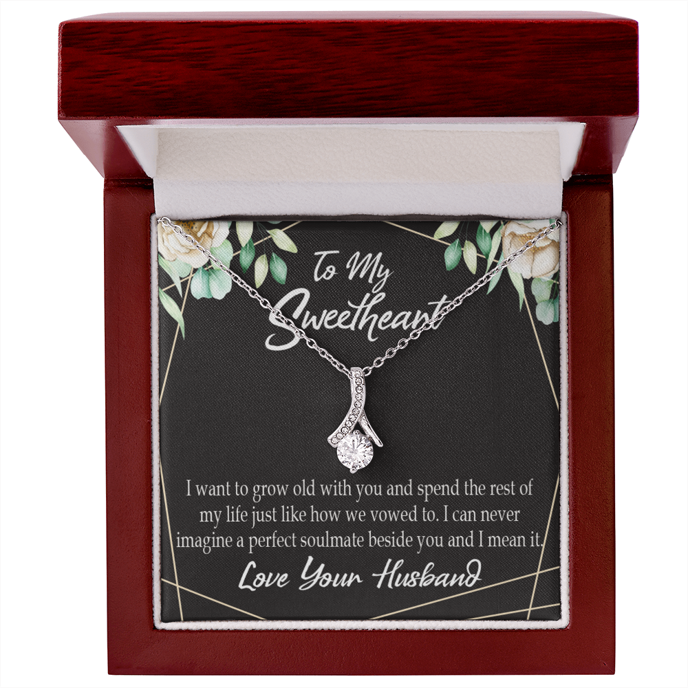 To My Wife I Want to Grow Old With You Alluring Ribbon Necklace Message Card-Express Your Love Gifts