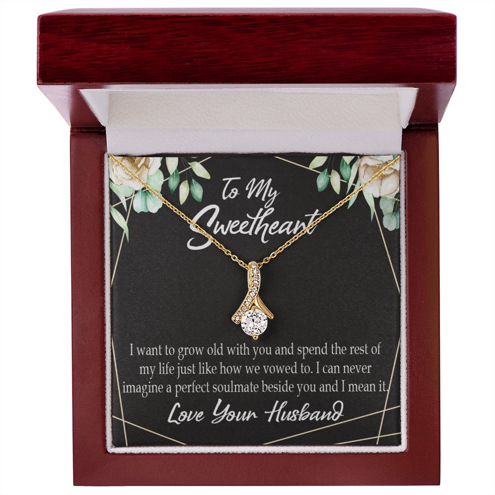 To My Wife I Want to Grow Old With You Alluring Ribbon Necklace Message Card-Express Your Love Gifts