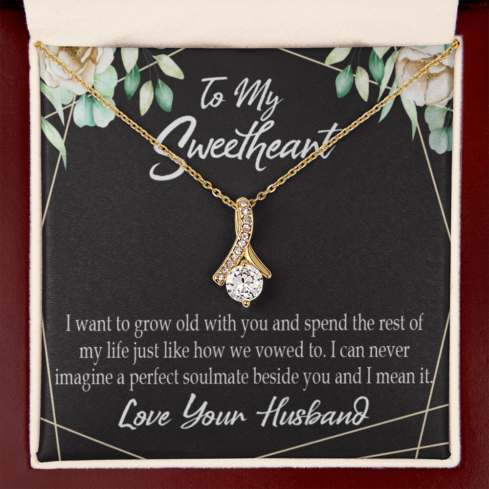 To My Wife I Want to Grow Old With You Alluring Ribbon Necklace Message Card-Express Your Love Gifts