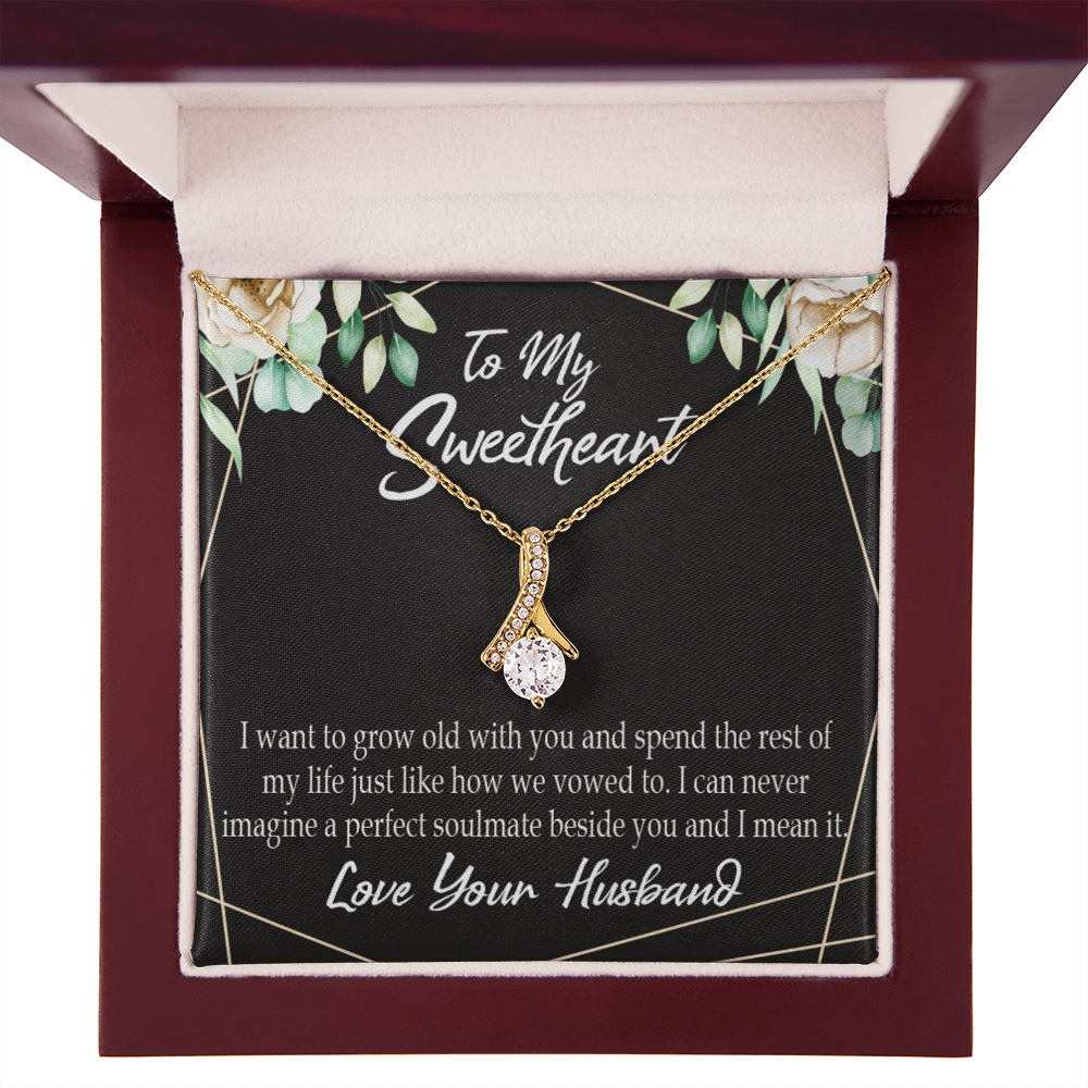 To My Wife I Want to Grow Old With You Alluring Ribbon Necklace Message Card-Express Your Love Gifts