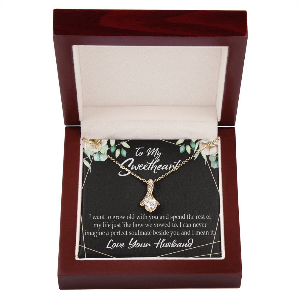 To My Wife I Want to Grow Old With You Alluring Ribbon Necklace Message Card-Express Your Love Gifts