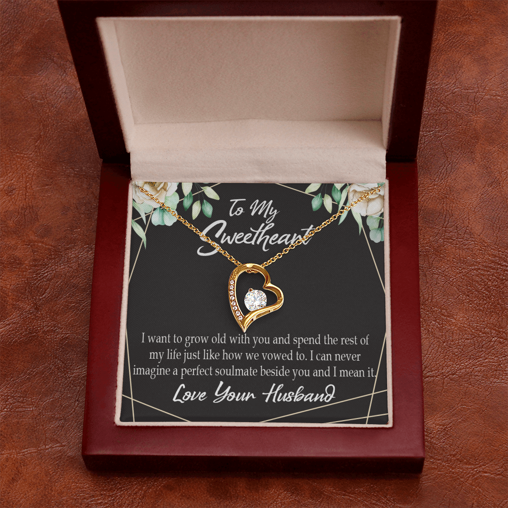 To My Wife I Want to Grow Old With You Forever Necklace w Message Card-Express Your Love Gifts