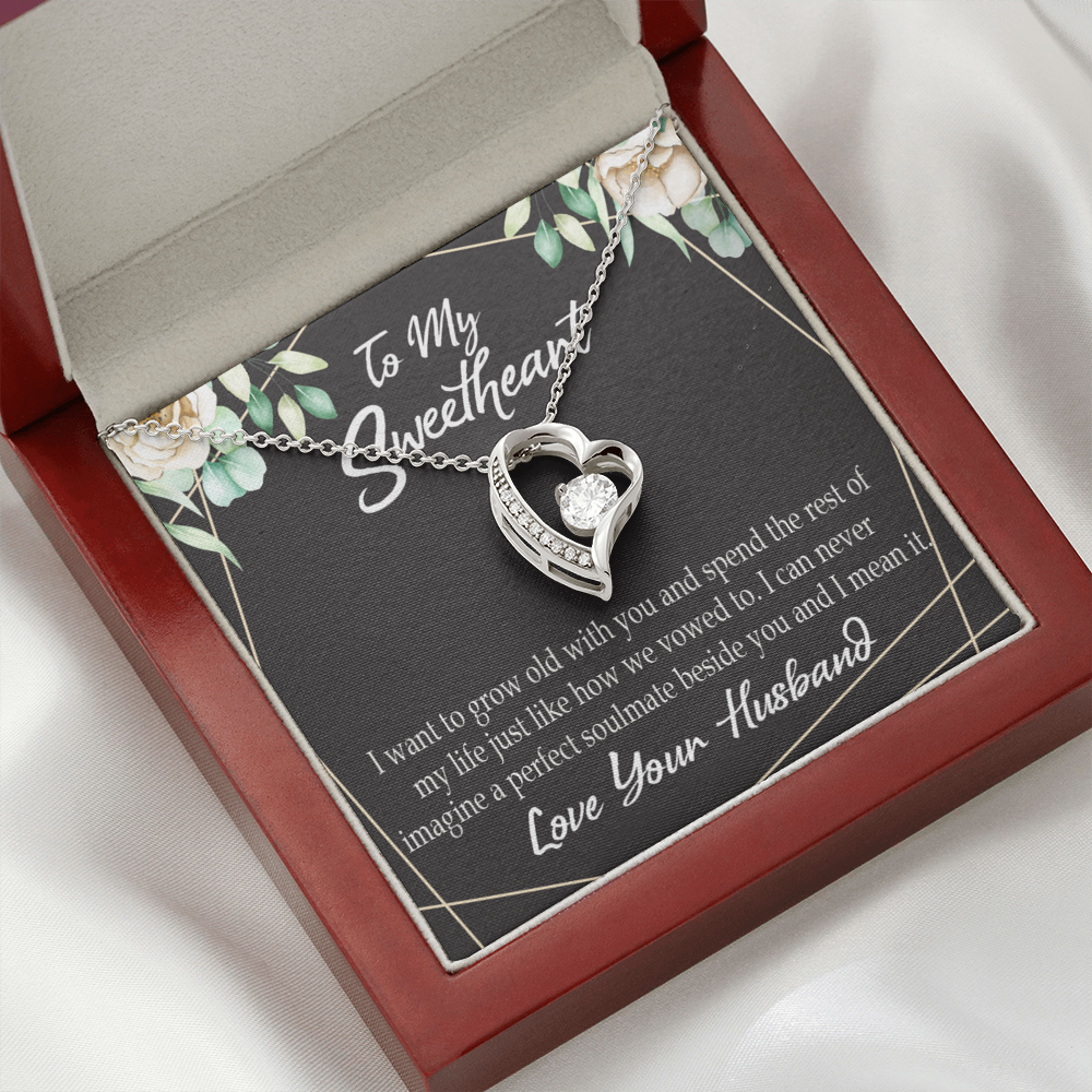 To My Wife I Want to Grow Old With You Forever Necklace w Message Card-Express Your Love Gifts