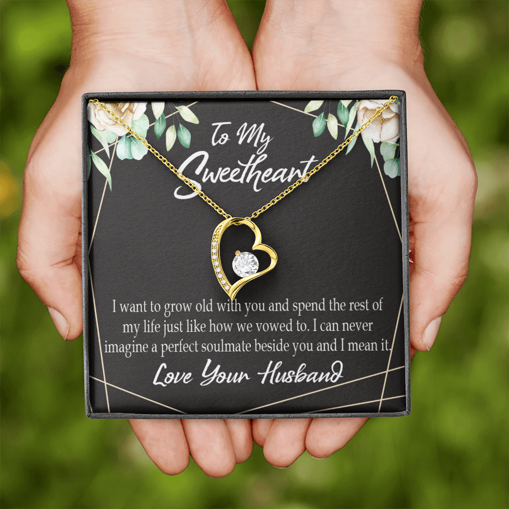 To My Wife I Want to Grow Old With You Forever Necklace w Message Card-Express Your Love Gifts