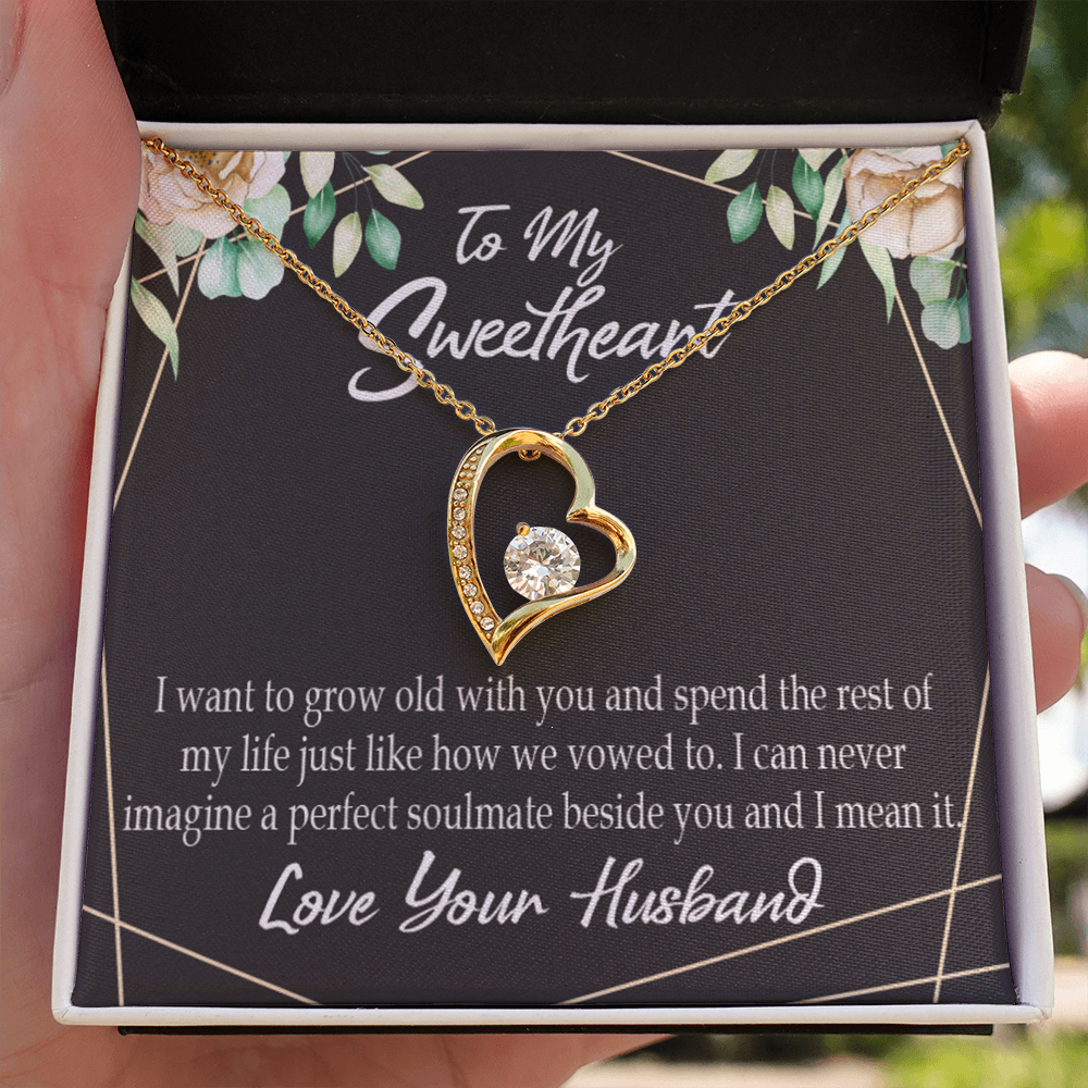 To My Wife I Want to Grow Old With You Forever Necklace w Message Card-Express Your Love Gifts