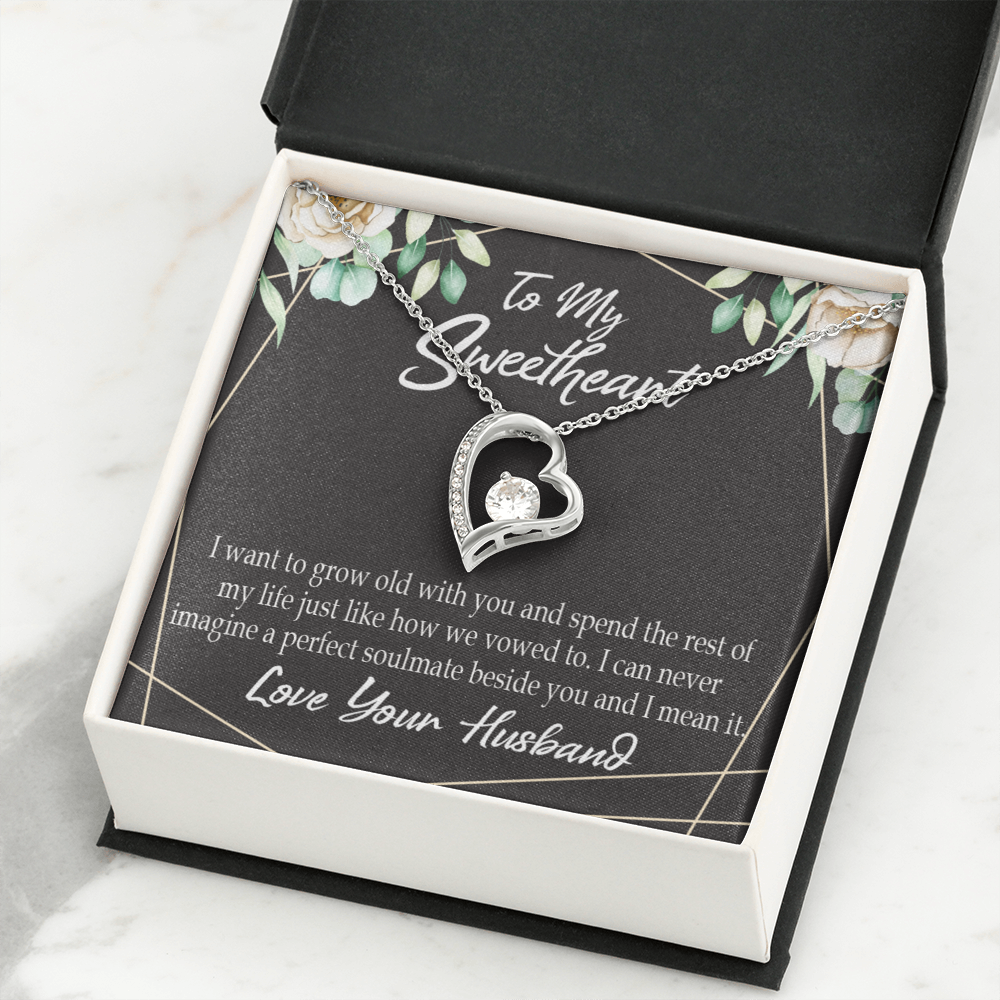 To My Wife I Want to Grow Old With You Forever Necklace w Message Card-Express Your Love Gifts