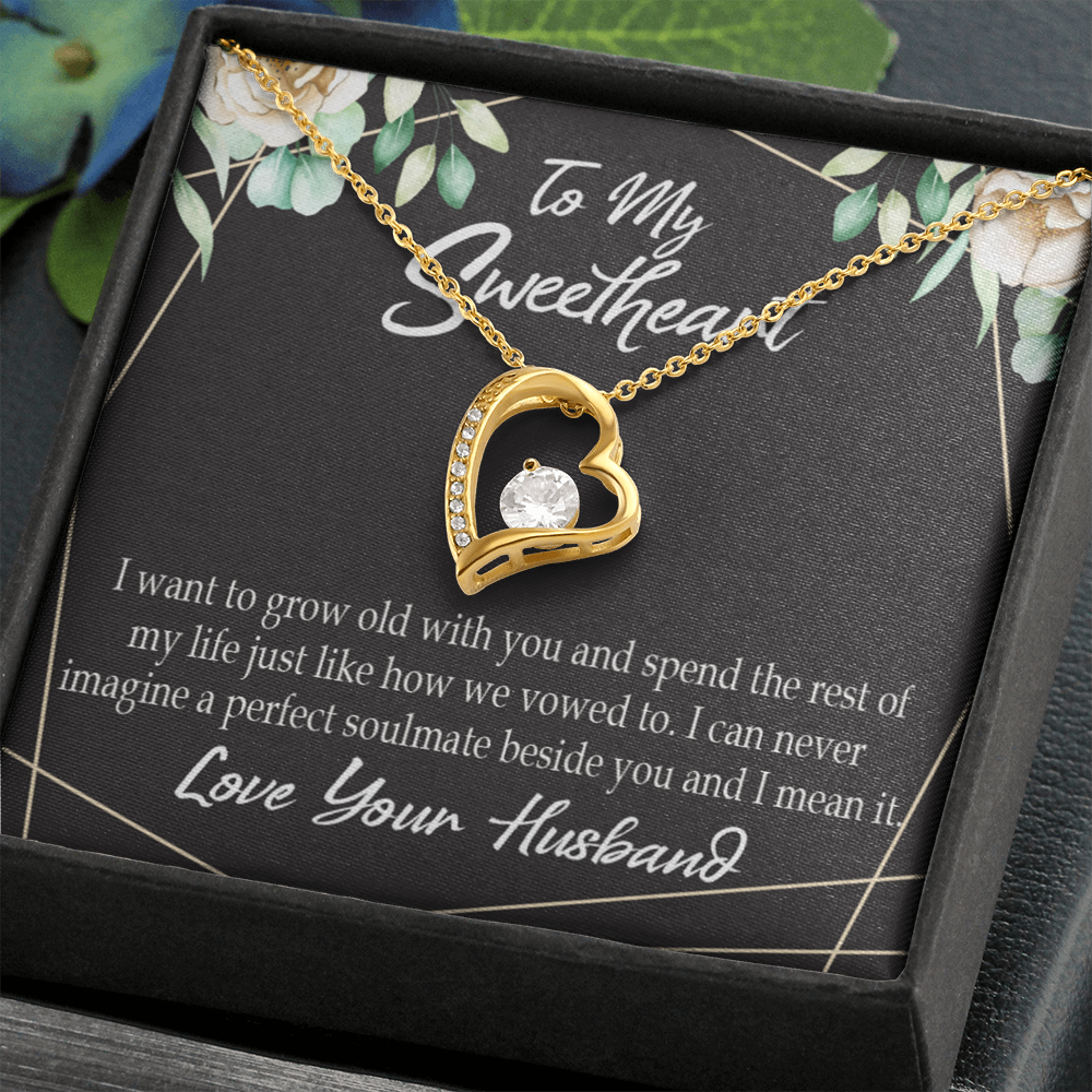 To My Wife I Want to Grow Old With You Forever Necklace w Message Card-Express Your Love Gifts