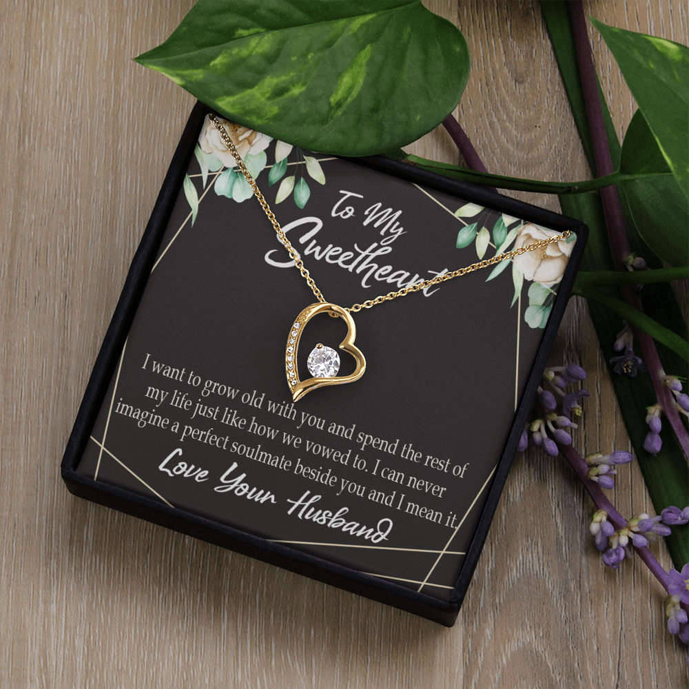 To My Wife I Want to Grow Old With You Forever Necklace w Message Card-Express Your Love Gifts