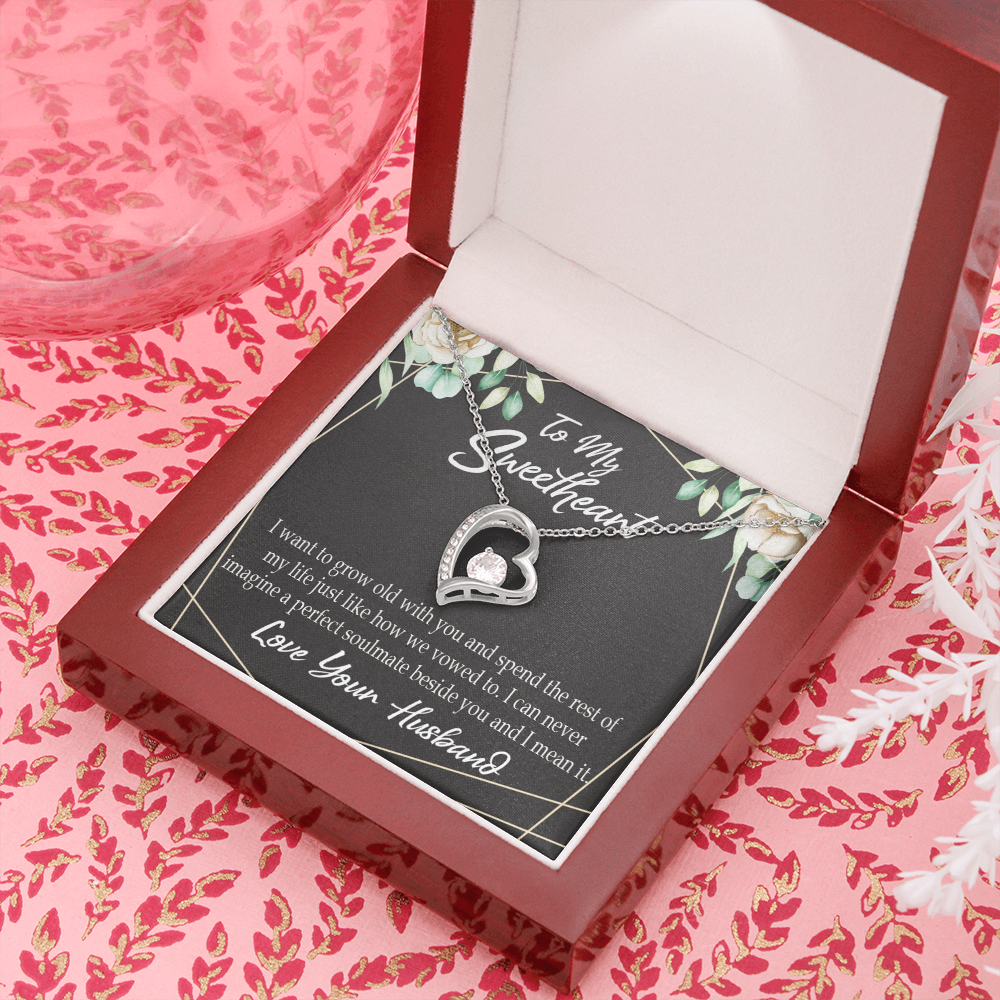 To My Wife I Want to Grow Old With You Forever Necklace w Message Card-Express Your Love Gifts