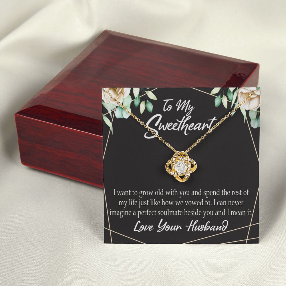 To My Wife I Want to Grow Old With You Infinity Knot Necklace Message Card-Express Your Love Gifts