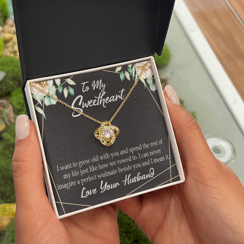 To My Wife I Want to Grow Old With You Infinity Knot Necklace Message Card-Express Your Love Gifts